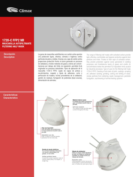 Mascarilla Filtrante FFP2 Desechable Válvula  y Carbón Activo