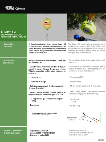 Dispositivo Retractil Anticaidas de 10M