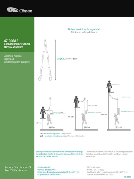 Eslinga Doble con Absorbedor de Impacto Extendido. 32/31 - Cod 47