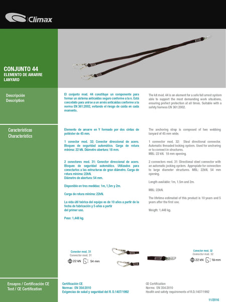 Eslinga Doble Con Gancho tipo Pelicano