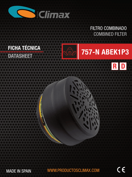 Filtros para Respiradores Climax 732 & 800 p/ Gases, Vapores Orgánicos y Partículas.s